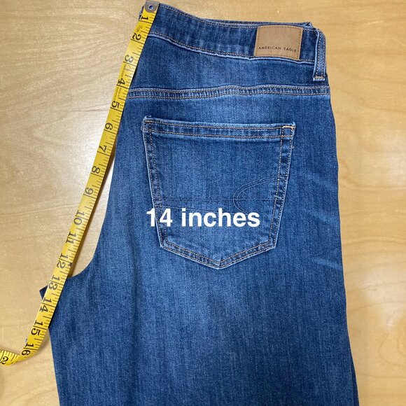 American Eagle Low-rise baggy wide leg size 10 short, raw back hem strech women - Picture 7 of 14
